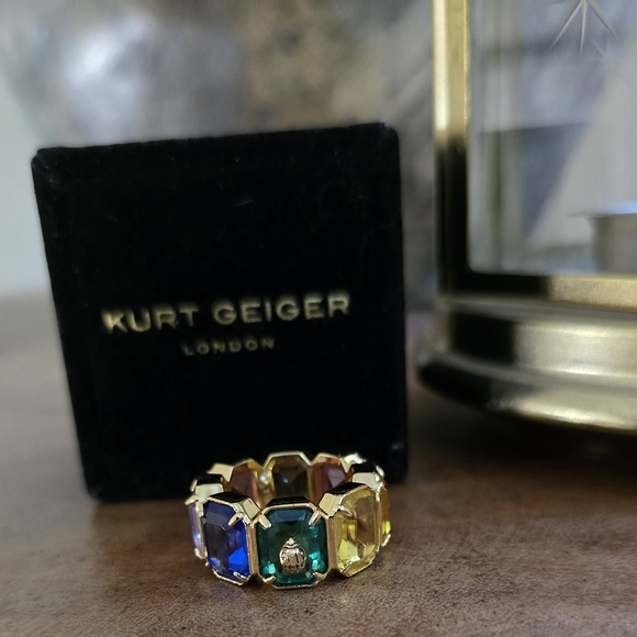 Kurt Geiger Gold Tone Ring with Colorful Gemstones - Picture 1 of 4